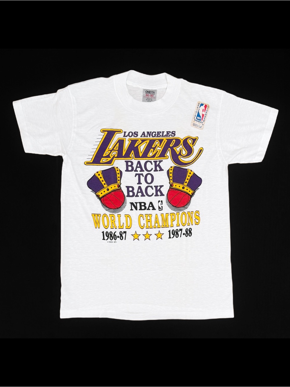 Vintage 80s LA Lakers NBA World Champions Back To Back 86-88 Retro Graphic Tee M